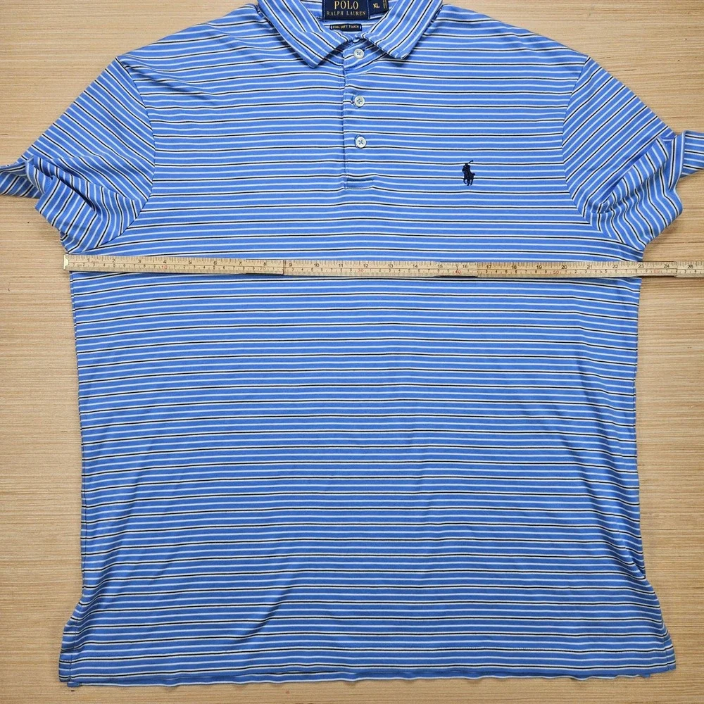 Polo Ralph Lauren Polo Men XL Blue Striped Pima Soft Touch Short Sleeve Shirt